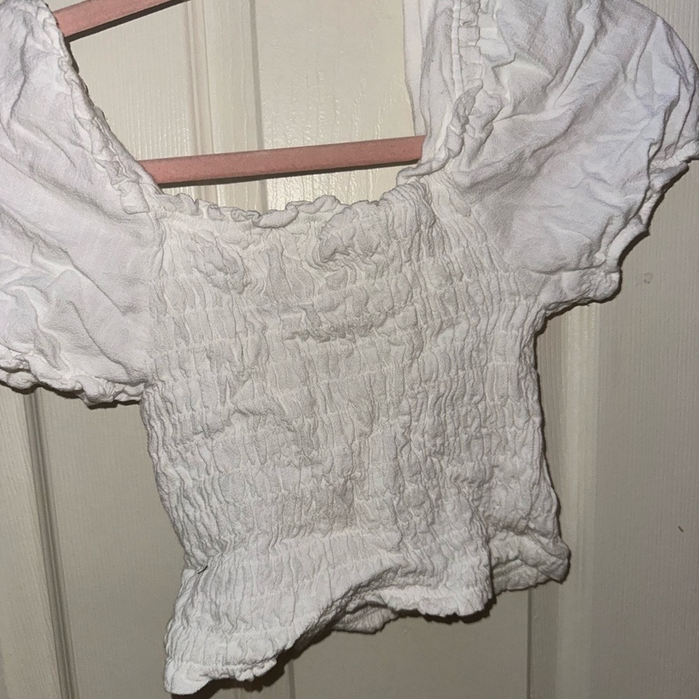 Chateau White Smocked Puff Sleeve Blouse - Picture 4 of 5